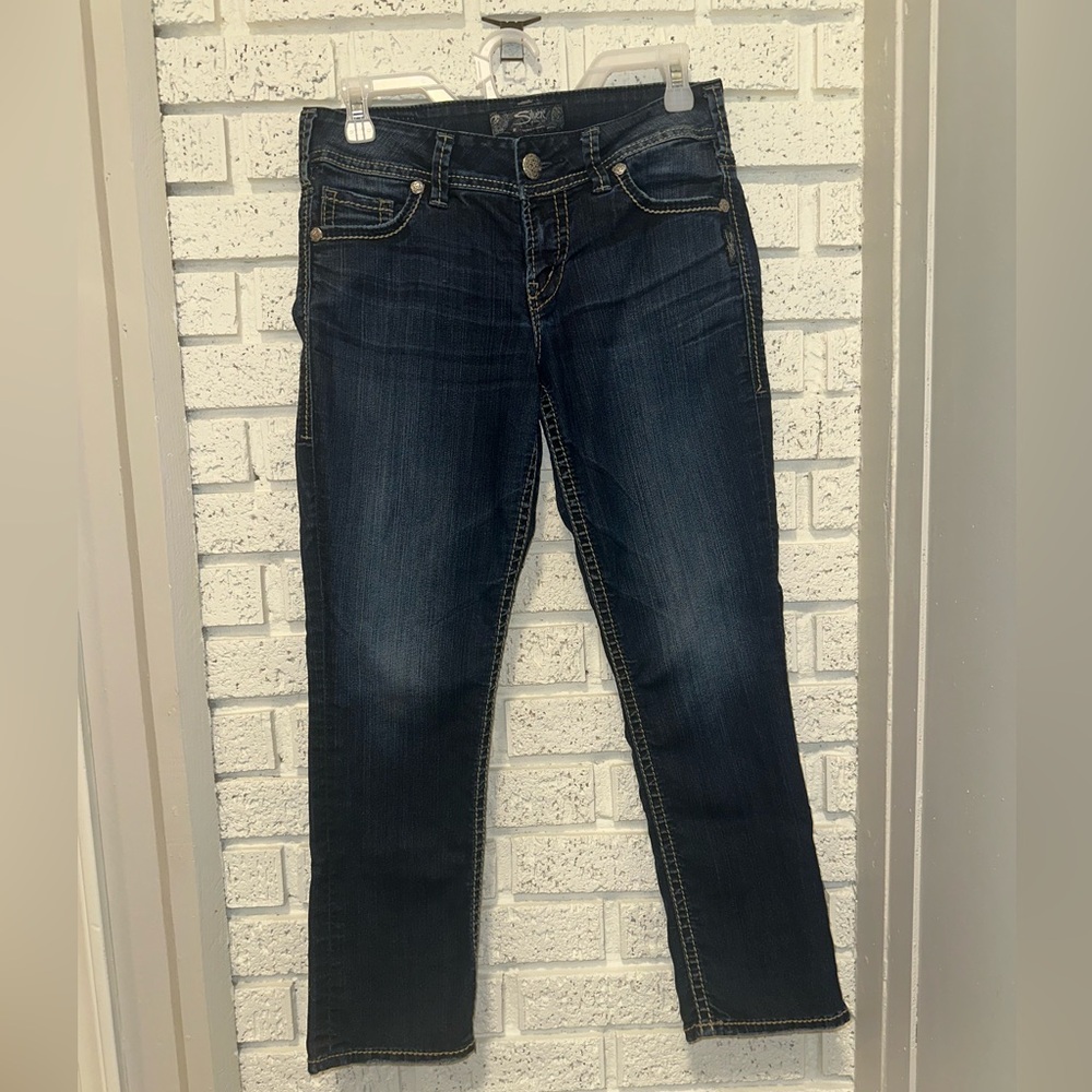 Silver Jeans Dark Blue Women's Skinny Suki Capri